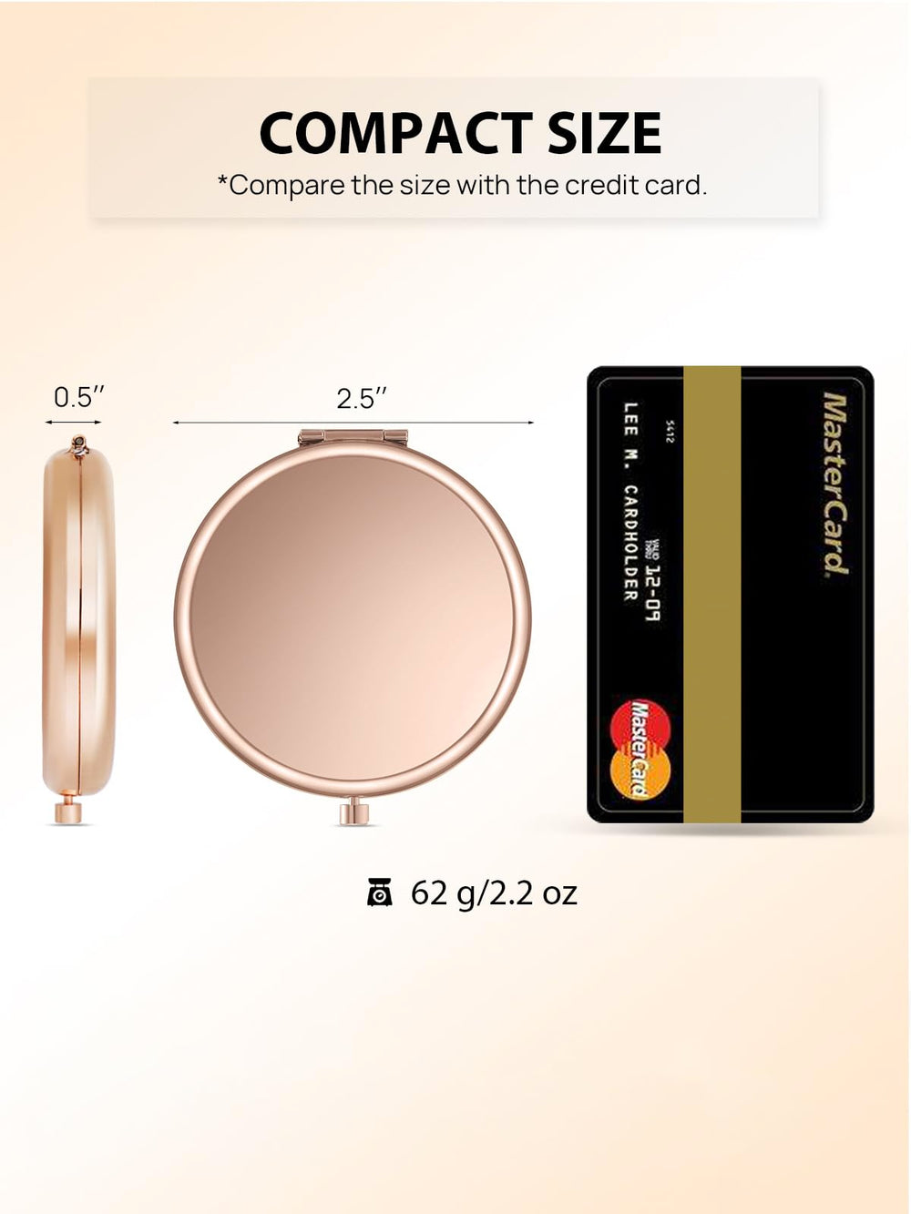 Getinbulk compact purse mirror rose gold open with 1X magnification