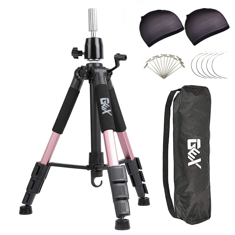 GEX 55-inch mannequin tripod stand extended for versatile cosmetology setups.