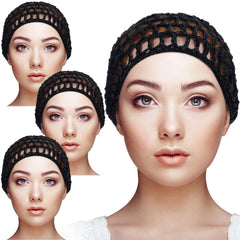 Geyoga 4-piece mesh crochet hair nets provide breathable coverage for sleeping and bathing.