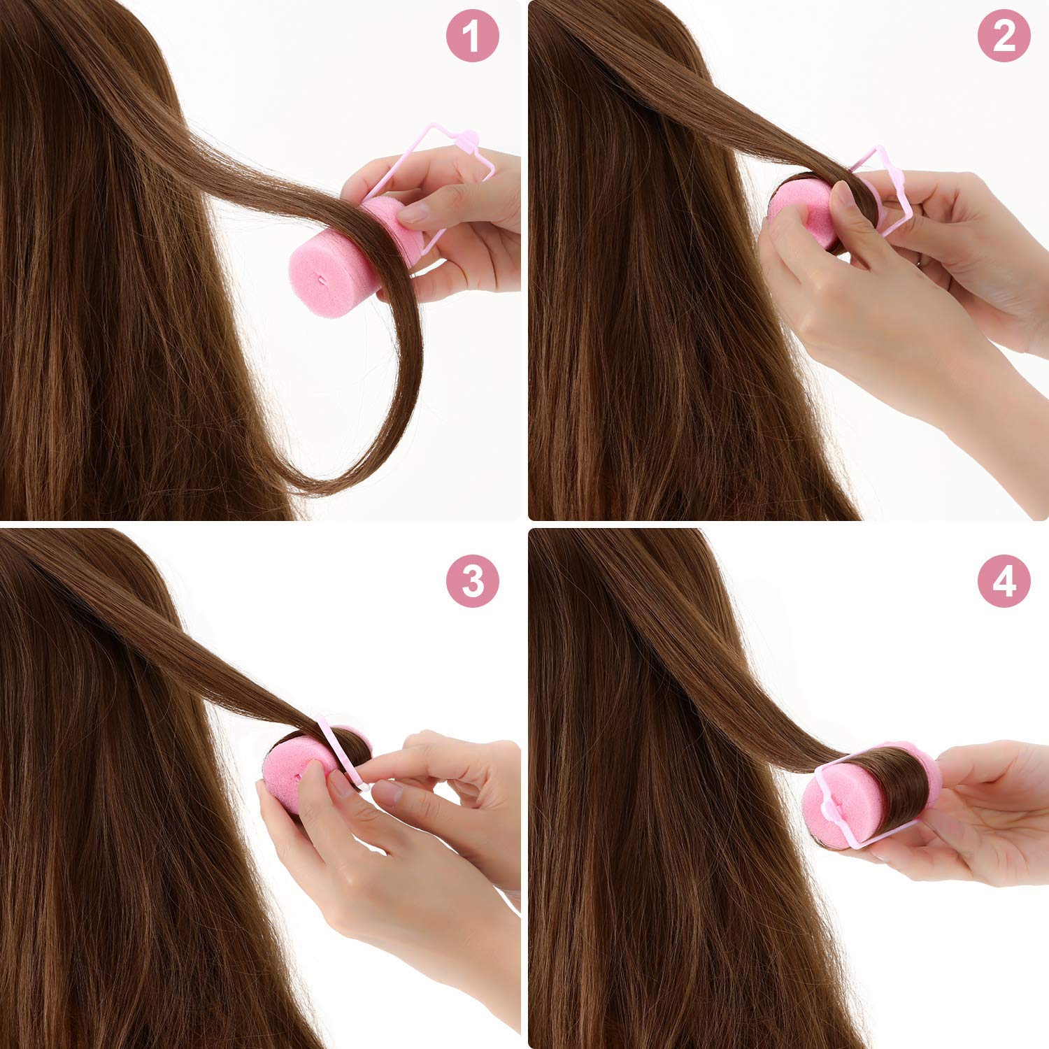 Geyoga easy-grip hair roller band pink, wrap hair without pins.