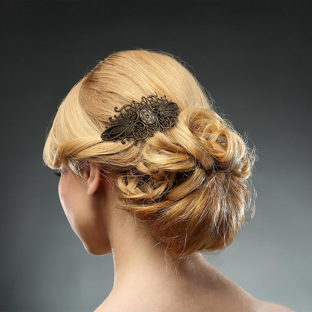 Geyoga three-flowers bronze barrette adds playful vintage flair