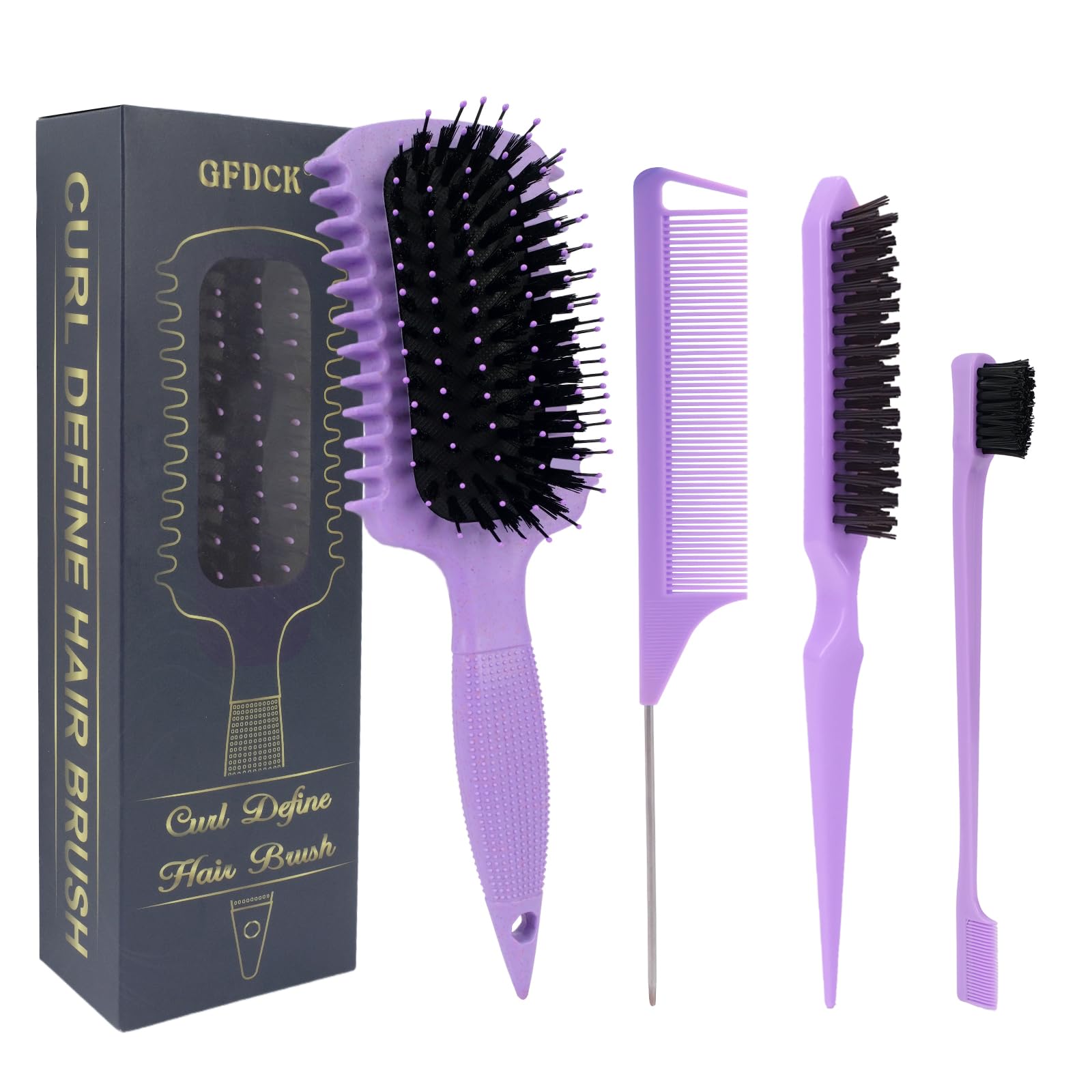 GFDCK curl-defining brush with ergonomic handle for easy detangling