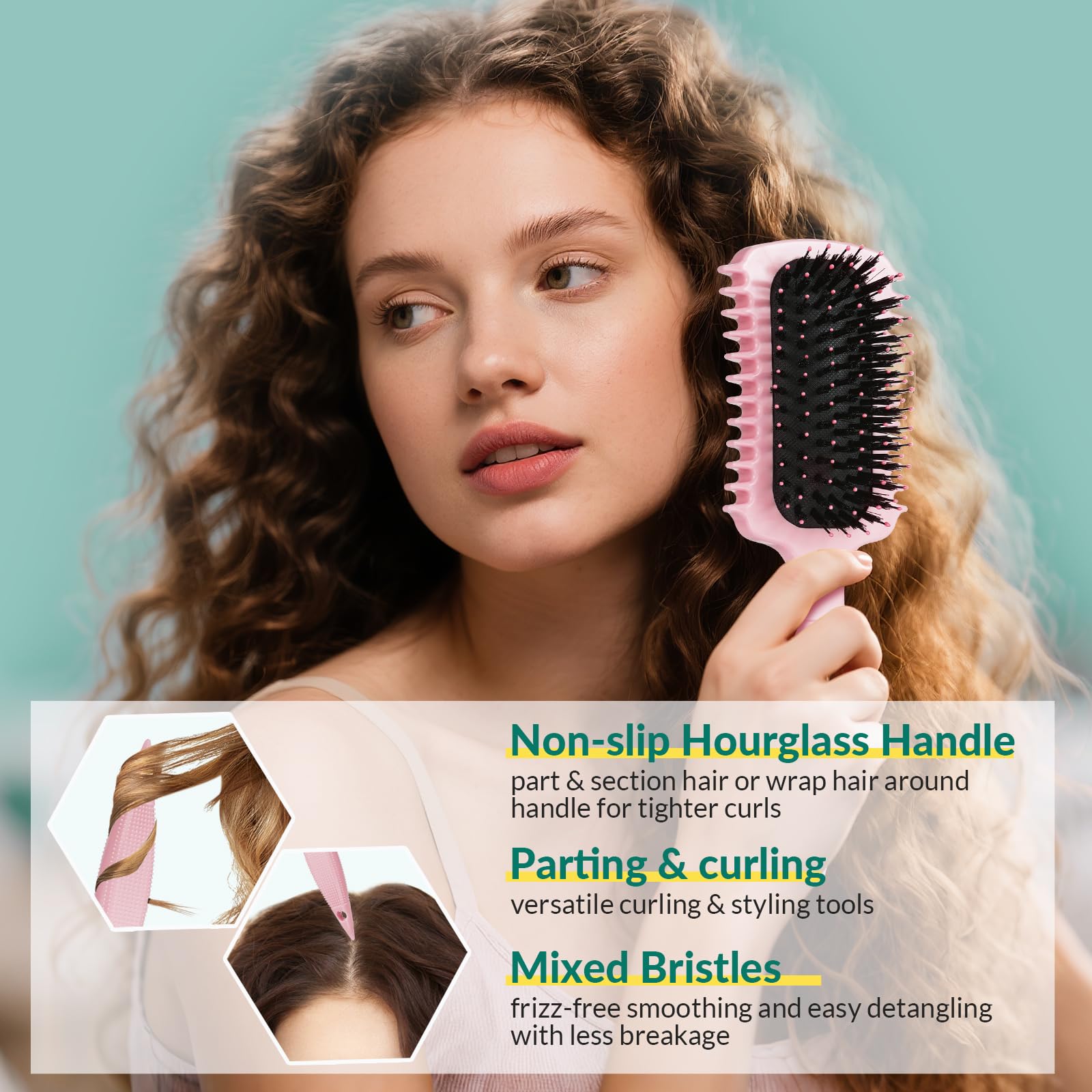 GFDCK Premium boar bristles deliver gentle curl definition.