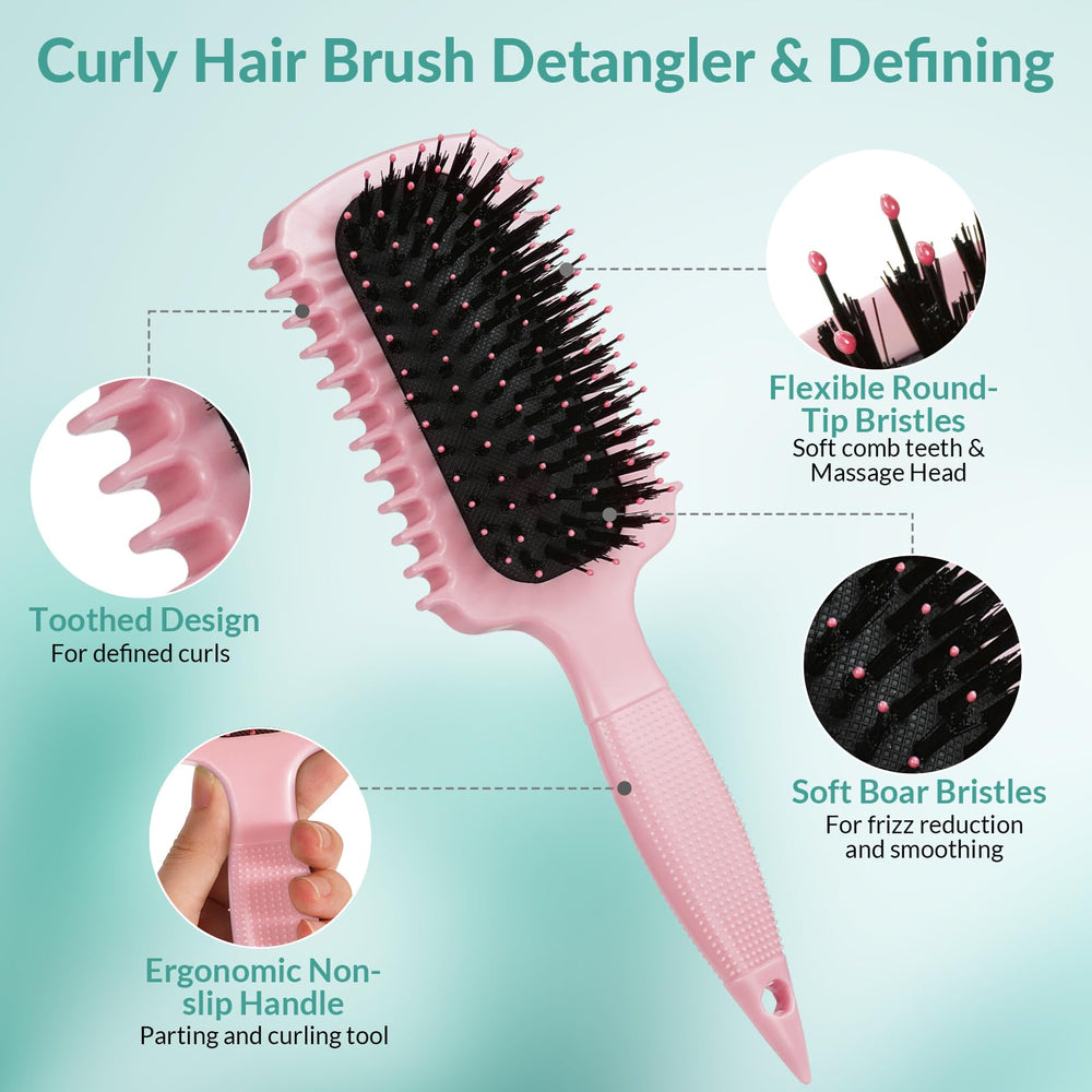 GFDCK Curl Defining Brush with strategically positioned bristles for smoother detangling.