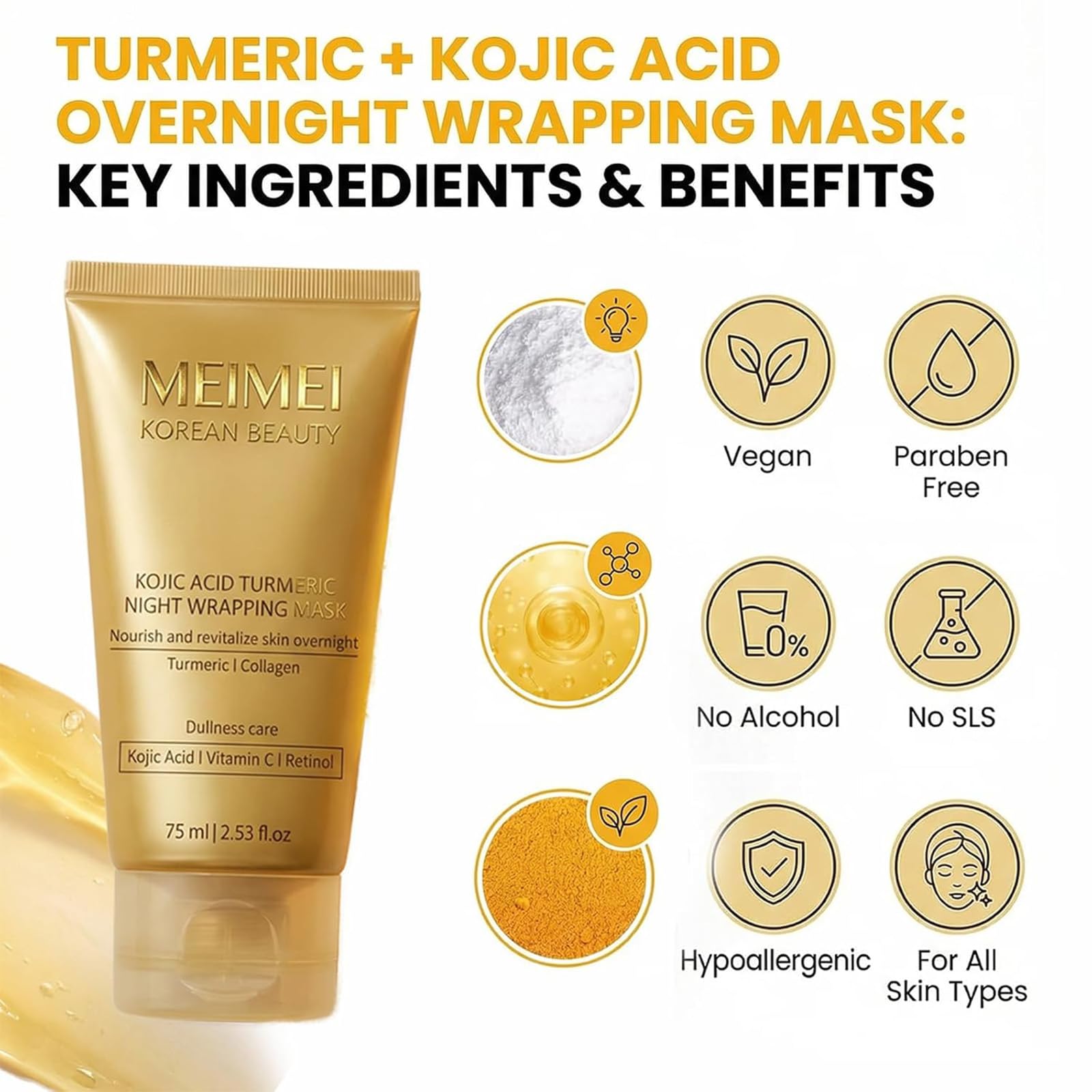 GFG Meimei mask applied on the face for overnight nourishment.