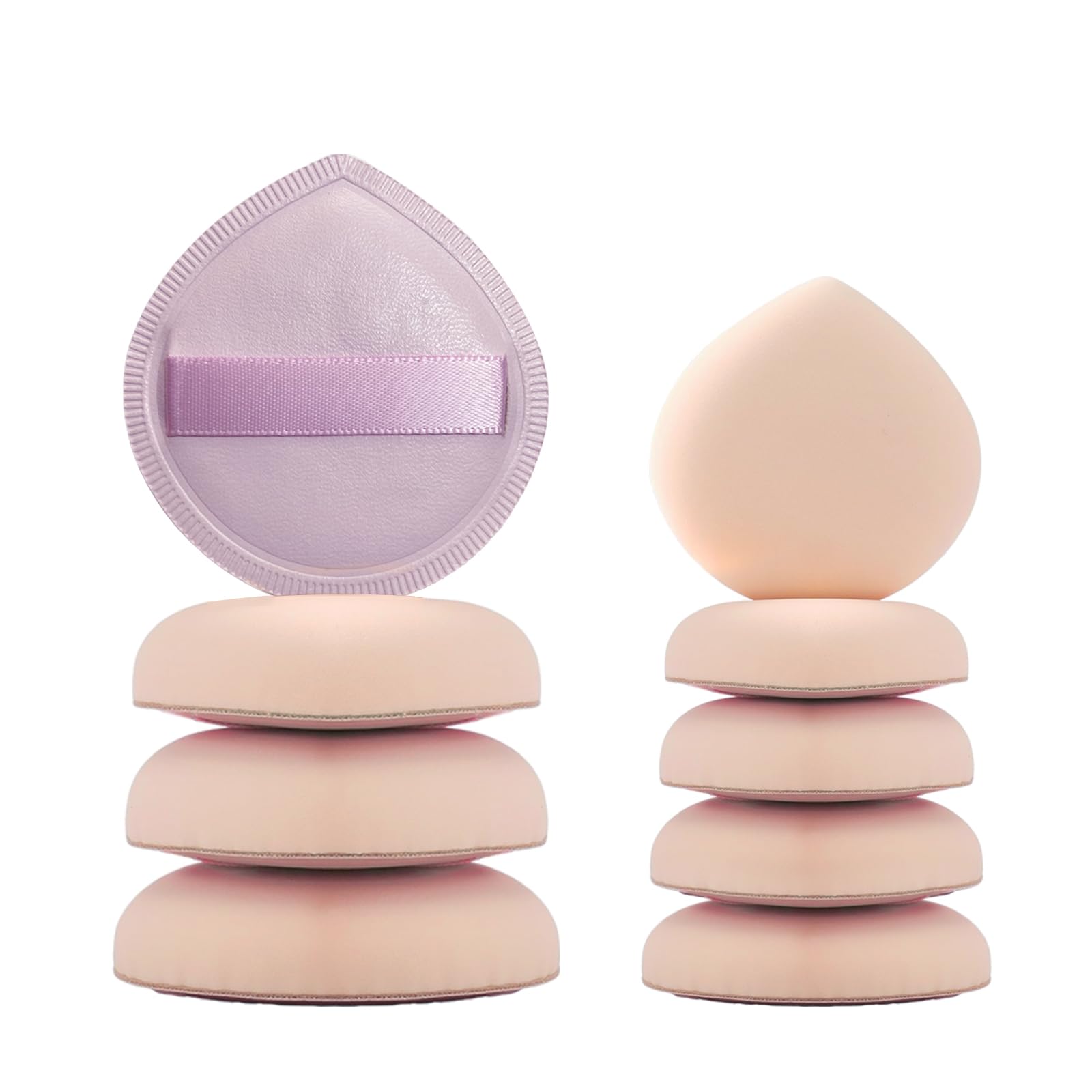 GFOUNS medium makeup sponge set for liquids and creams, natural finish.