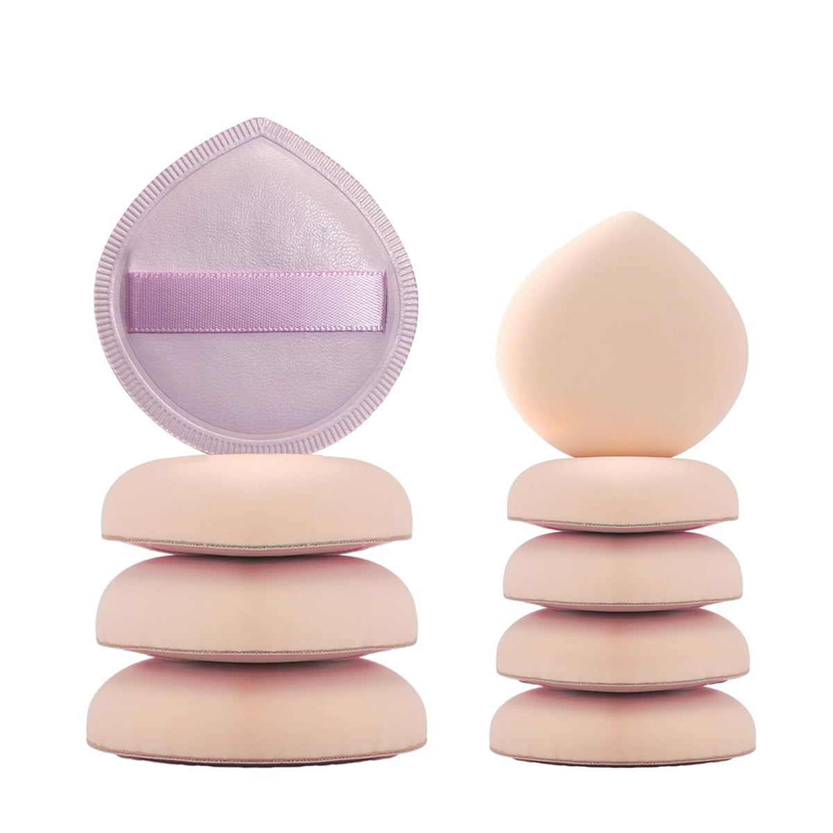 GFOUNS medium makeup sponge set for liquids and creams, natural finish.