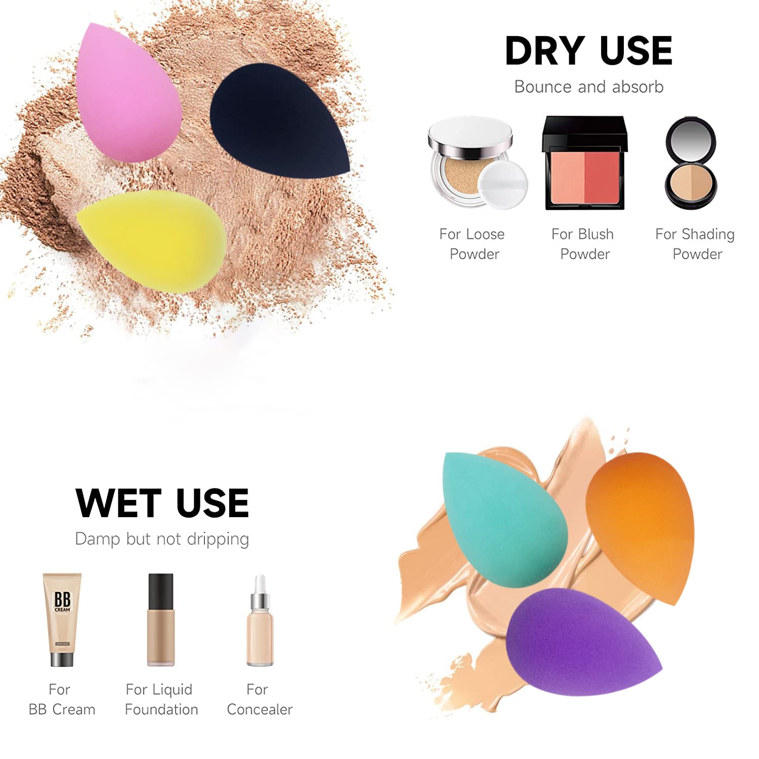 GFOUNS soft, elastic sponge for seamless concealer blending