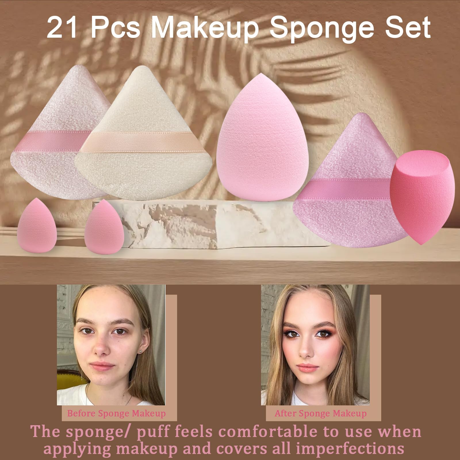 GFOUNS multi-colored sponges for liquid and cream foundation blending.