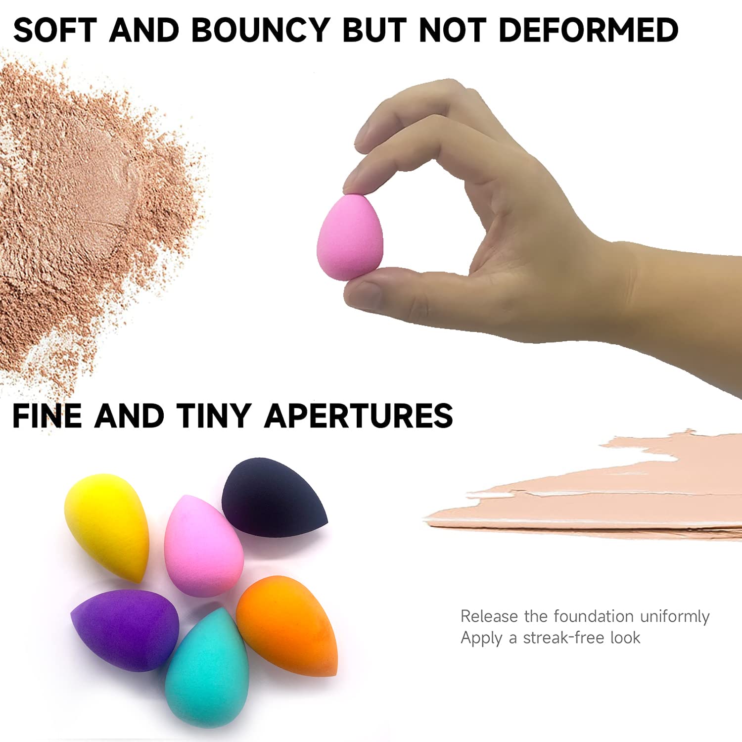 GFOUNS multi-color sponge set supports color-coded regimen for makeup