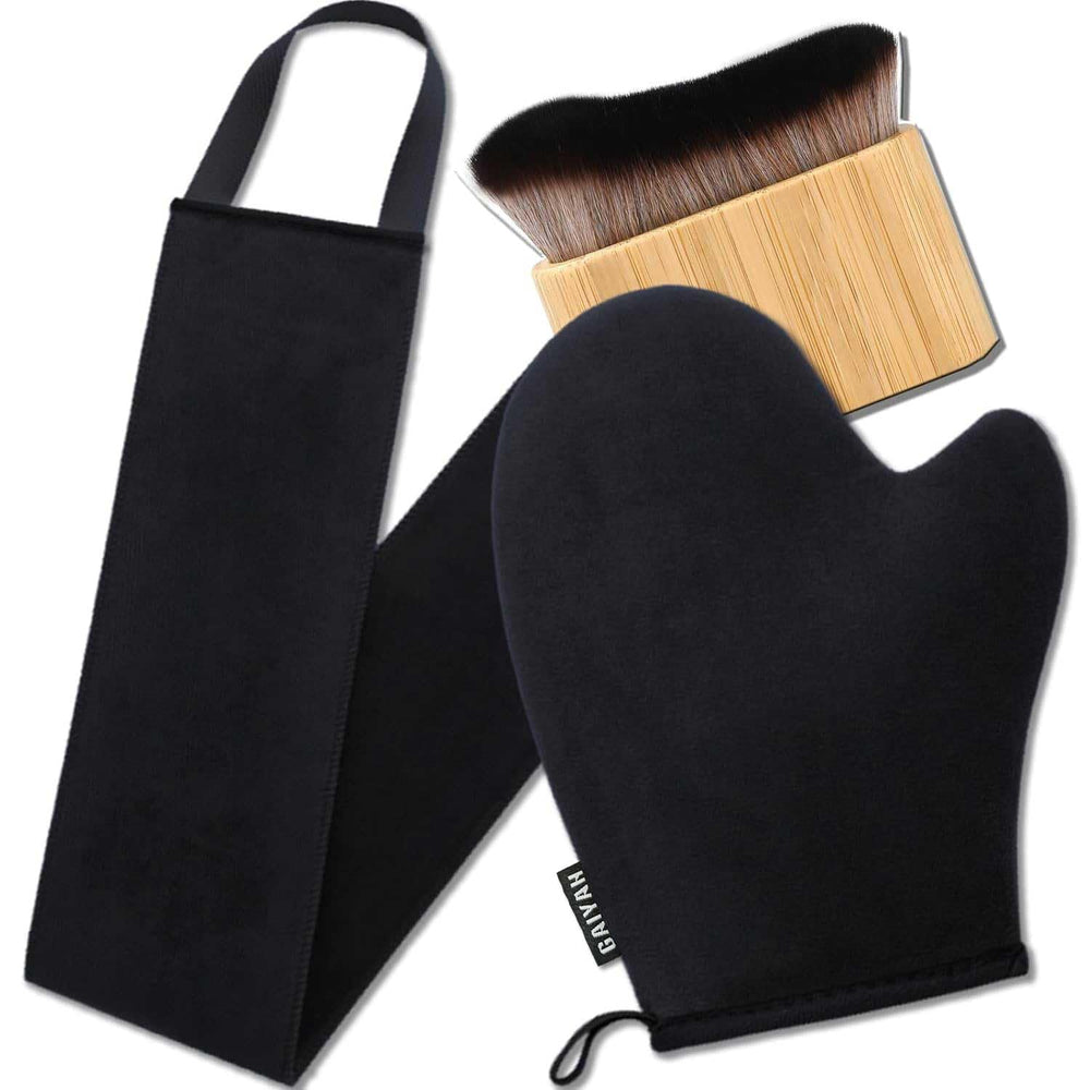 G GAIYAH guante bronceador 3 en 1 para un bronceado uniforme y cómodo.