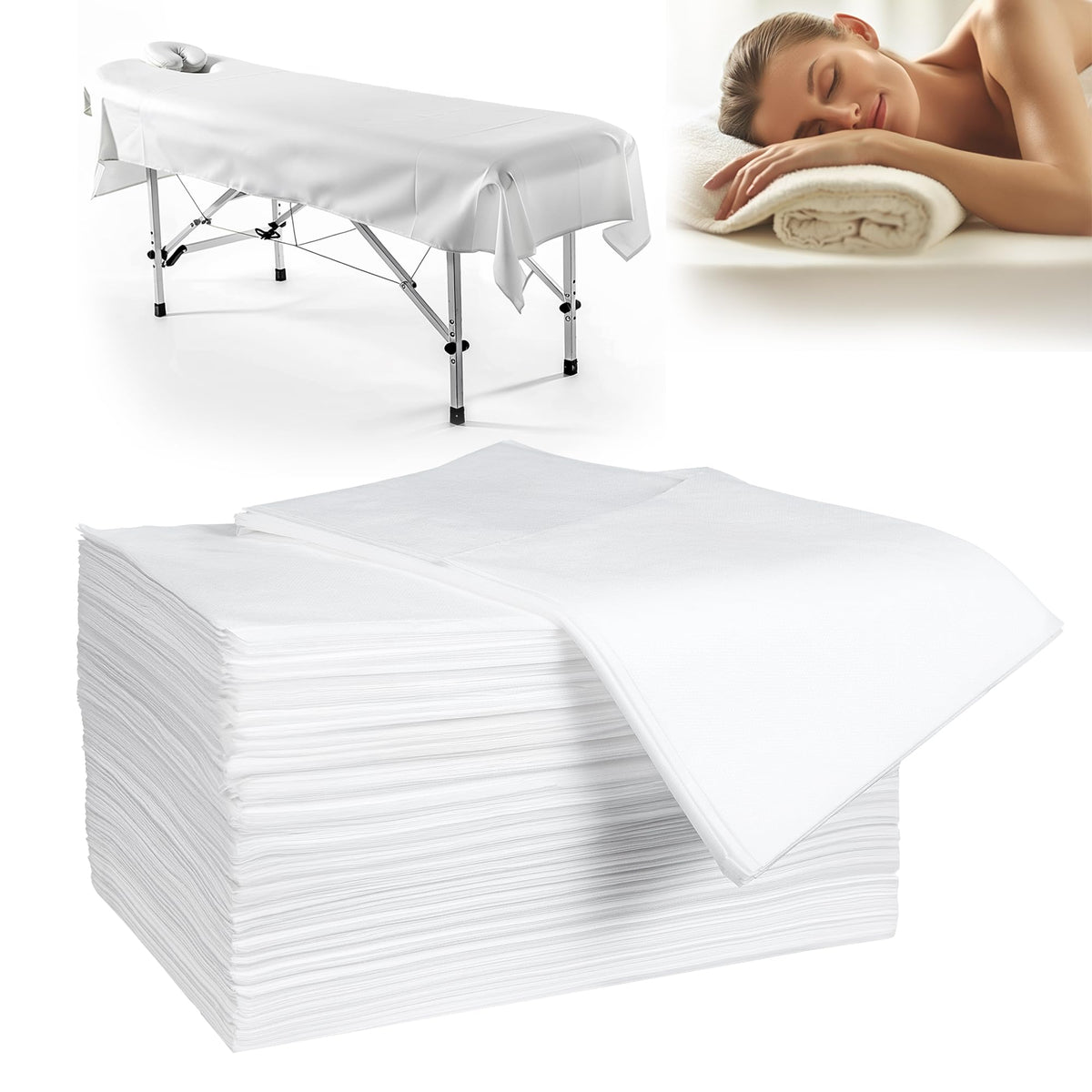 GGYKJSK 100-pack bed covers 31x71 inches for quick, hygienic spa sessions.