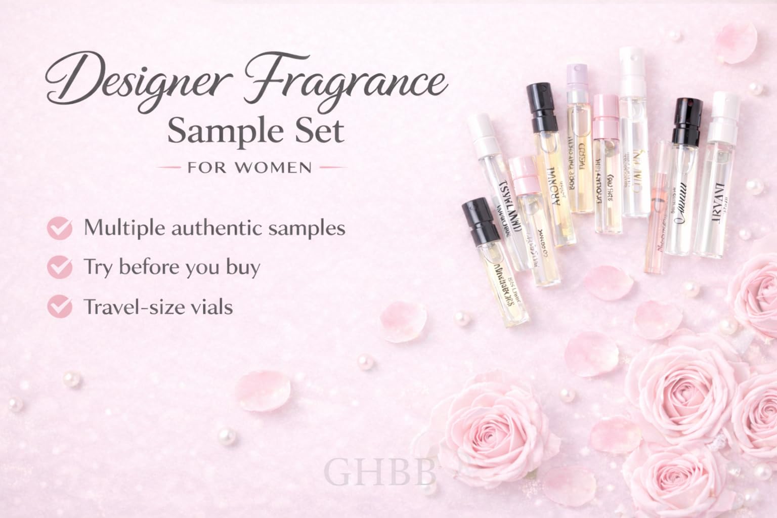 GHBB designer-perfume sampler-display conveying premium vibe and collection overview.