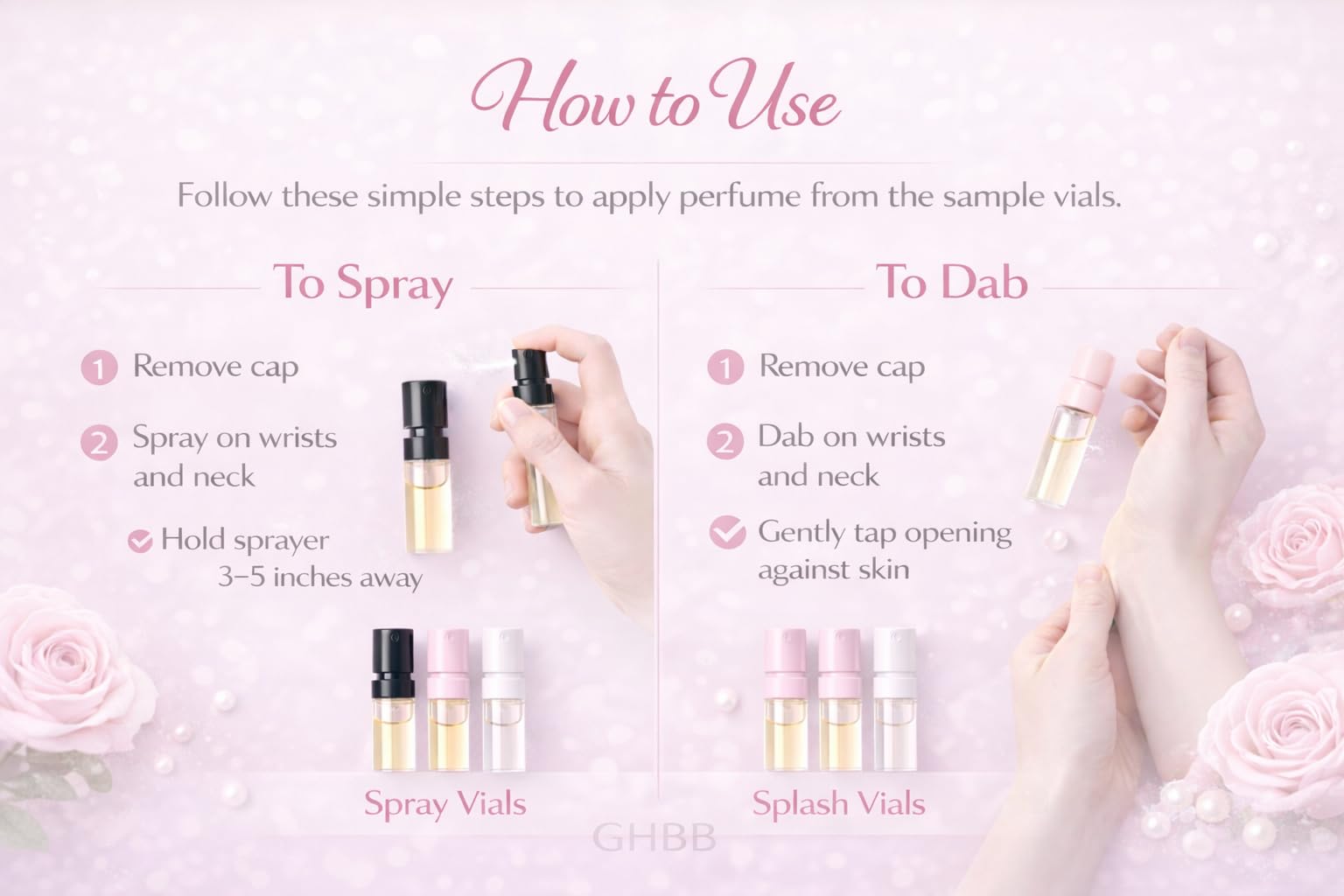 GHBB purse-friendly fragrance sampler designed to fit in a purse or gym bag.