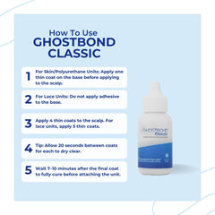 GhostBond Classic waterproof-bond keeps lace and poly secure.