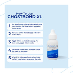 GhostBond XL oil-resistant formula ideal for oily scalps and high humidity.