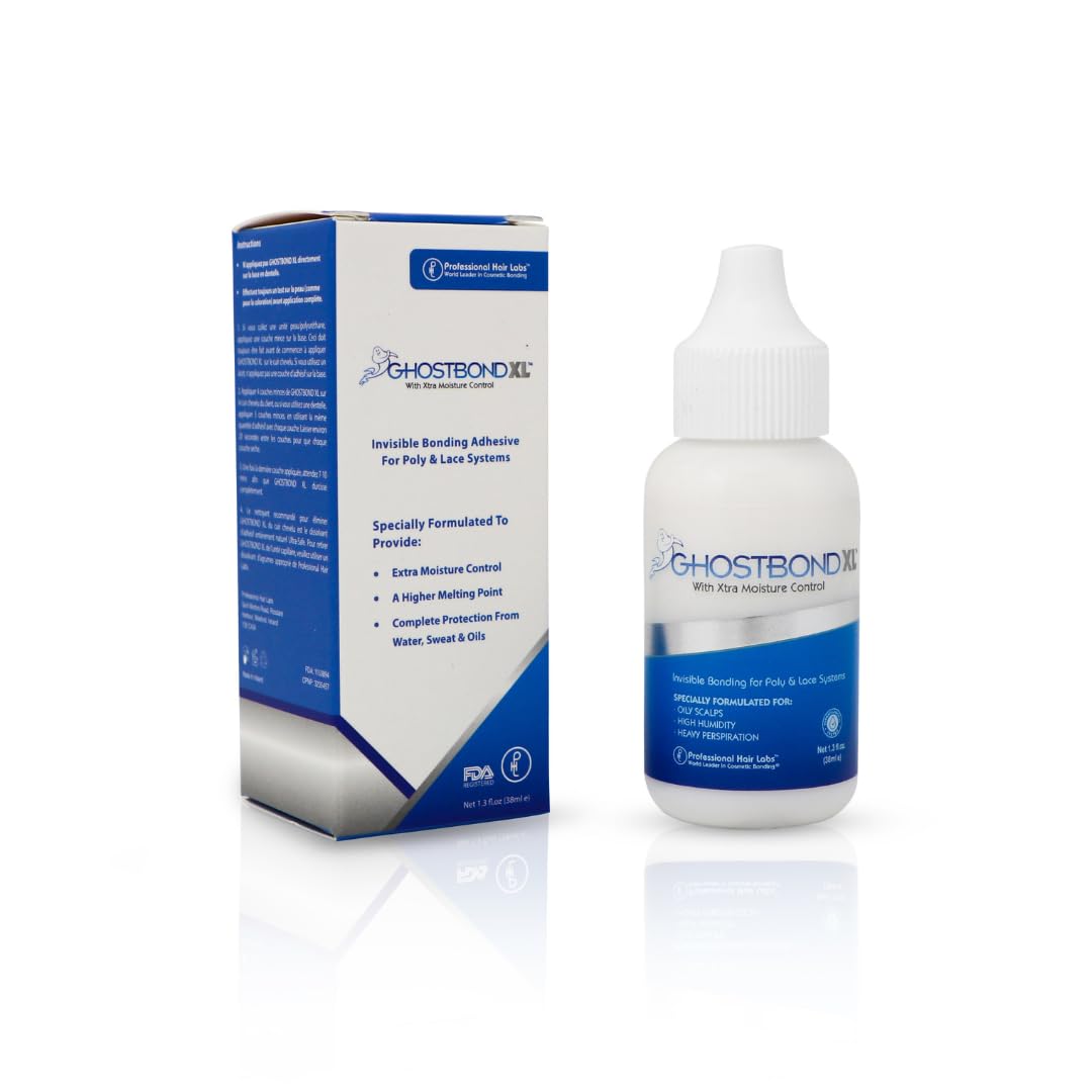 GhostBond XL water-resistant adhesive keeps hair systems secure in wet conditions.