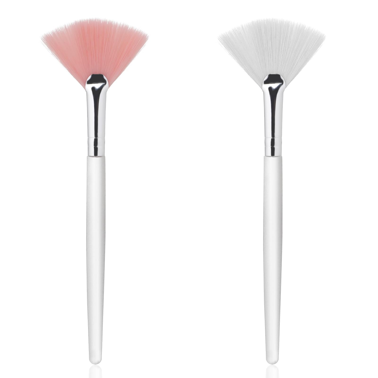 Giantree 4 Pcs fan brushes for facial with pink pearl handle for smooth application