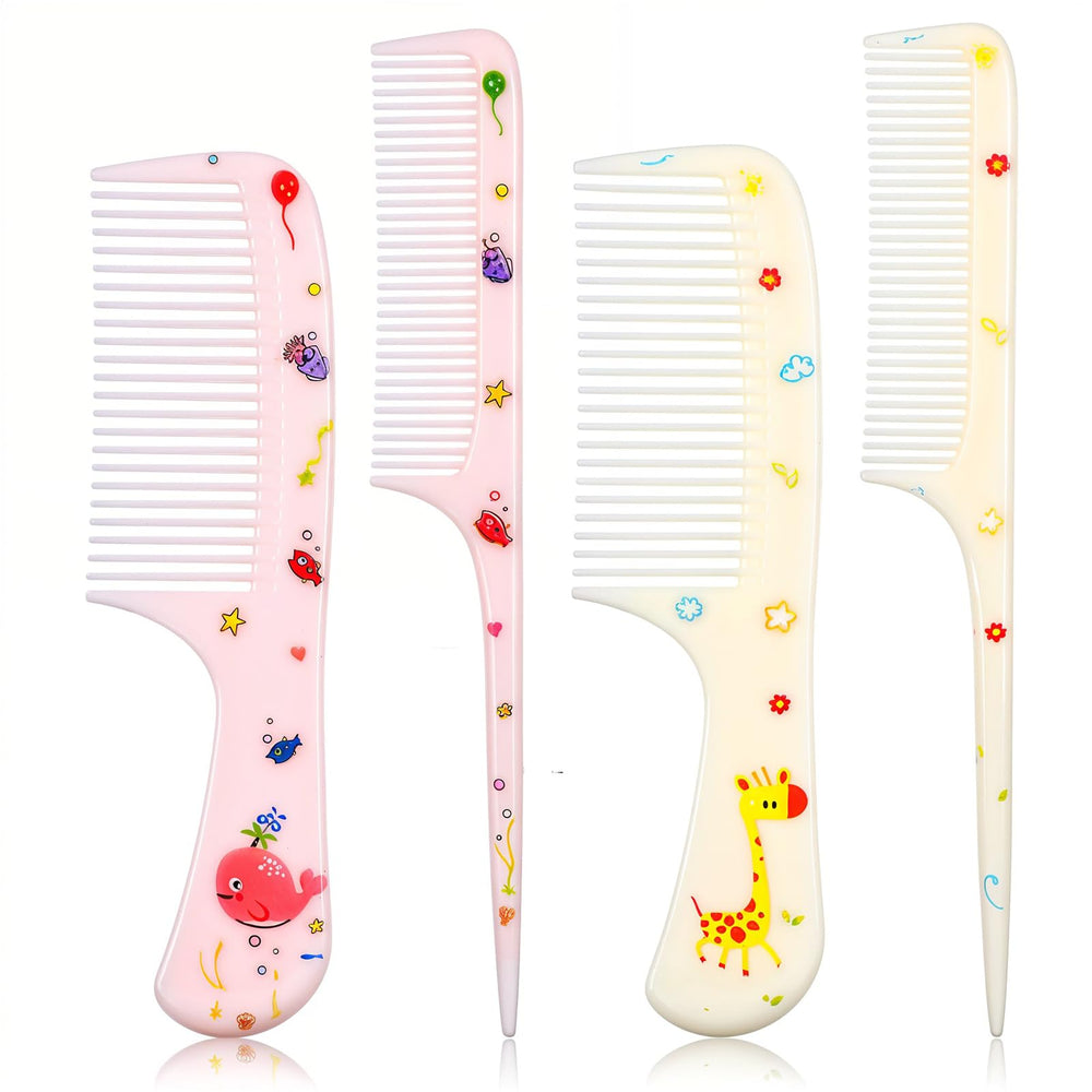 Giantree 4Pcs baby hair comb set in pink and yellow for gentle grooming.