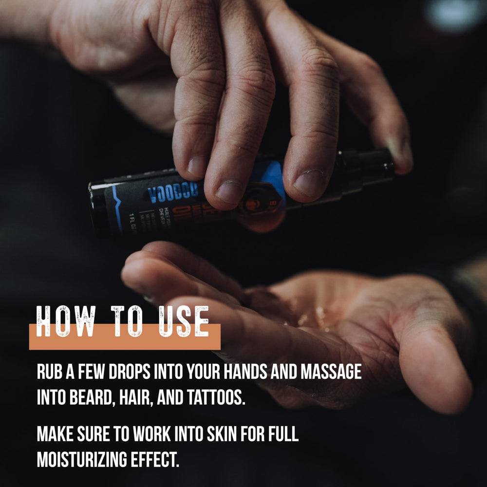 GIBS Alpha Male tattoo oil mini soothes dry skin and preserves color.