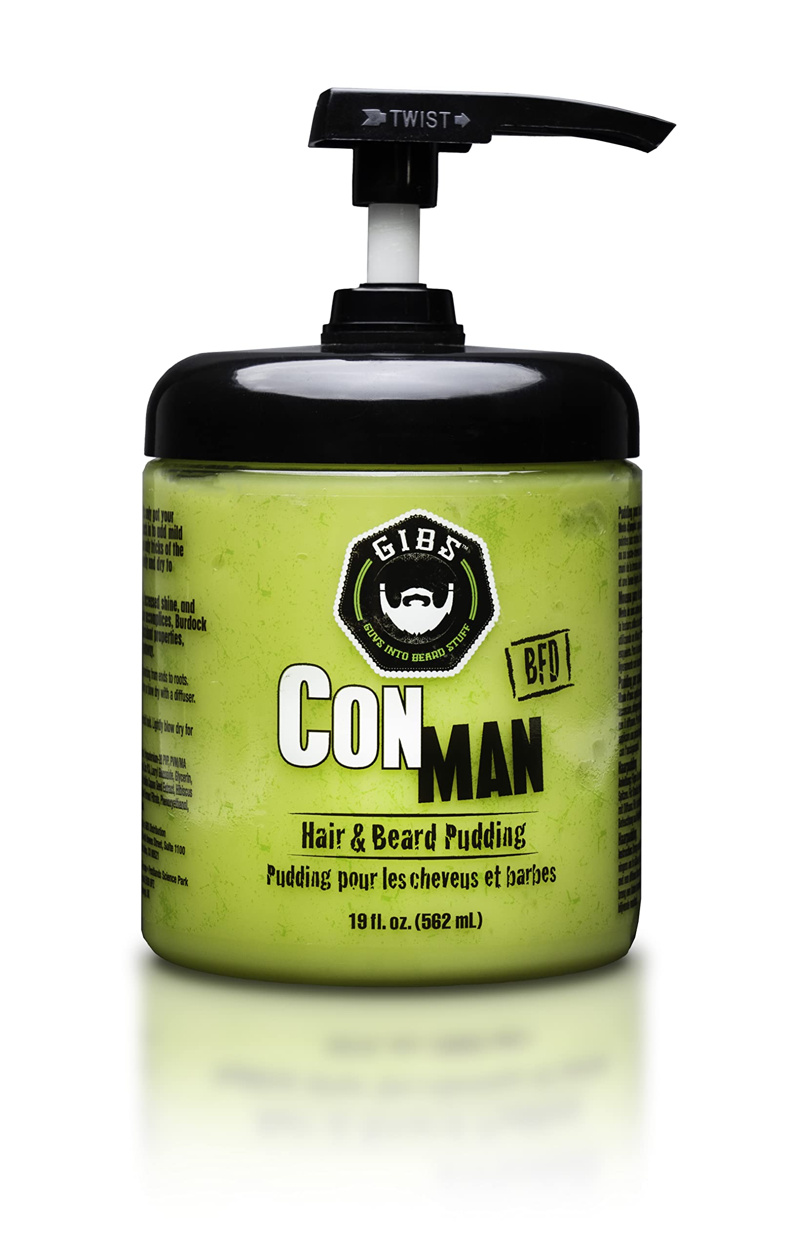 GIBS Con Man Hair & Beard Pudding jar front view for hydration and subtle hold.