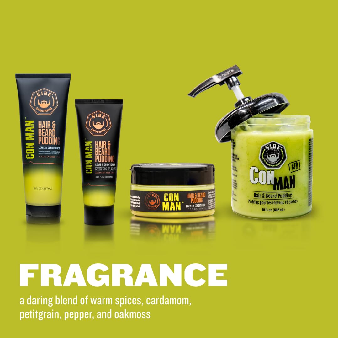 Cuidado del cabello con pudín GIBS Con Man para rizos definidos.