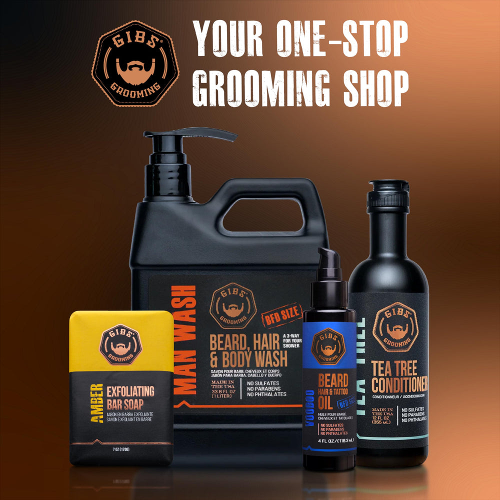 GIBS Grooming travel-size bottle: 1 oz for on-the-go grooming.