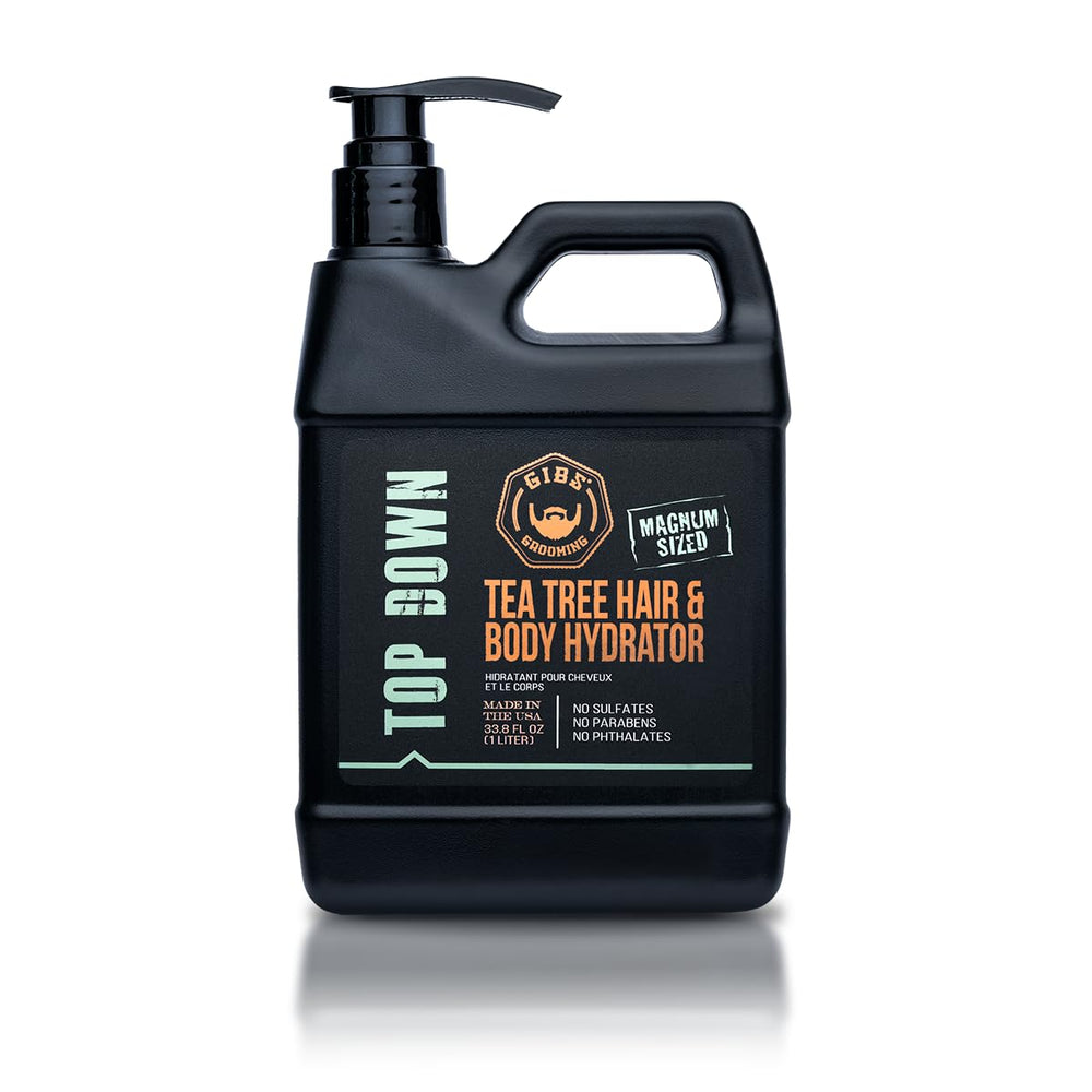 GIBS Tea Tree Hair & Body Hydrator bottle provides head-to-toe hydration for hair and skin.