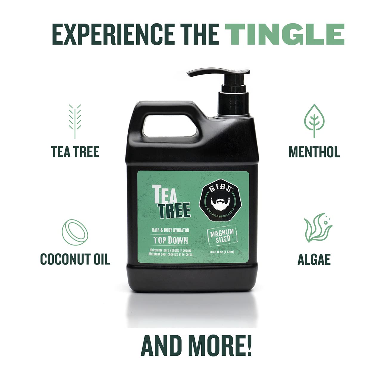 GIBS Tea Tree Hydrator texture close-up emphasizes light viscosity for easy spread.