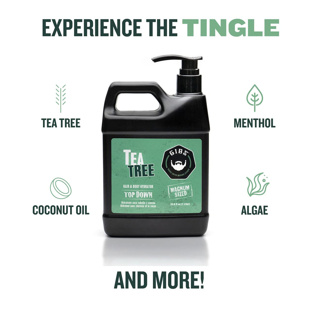 GIBS Tea Tree Hydrator texture close-up emphasizes light viscosity for easy spread.
