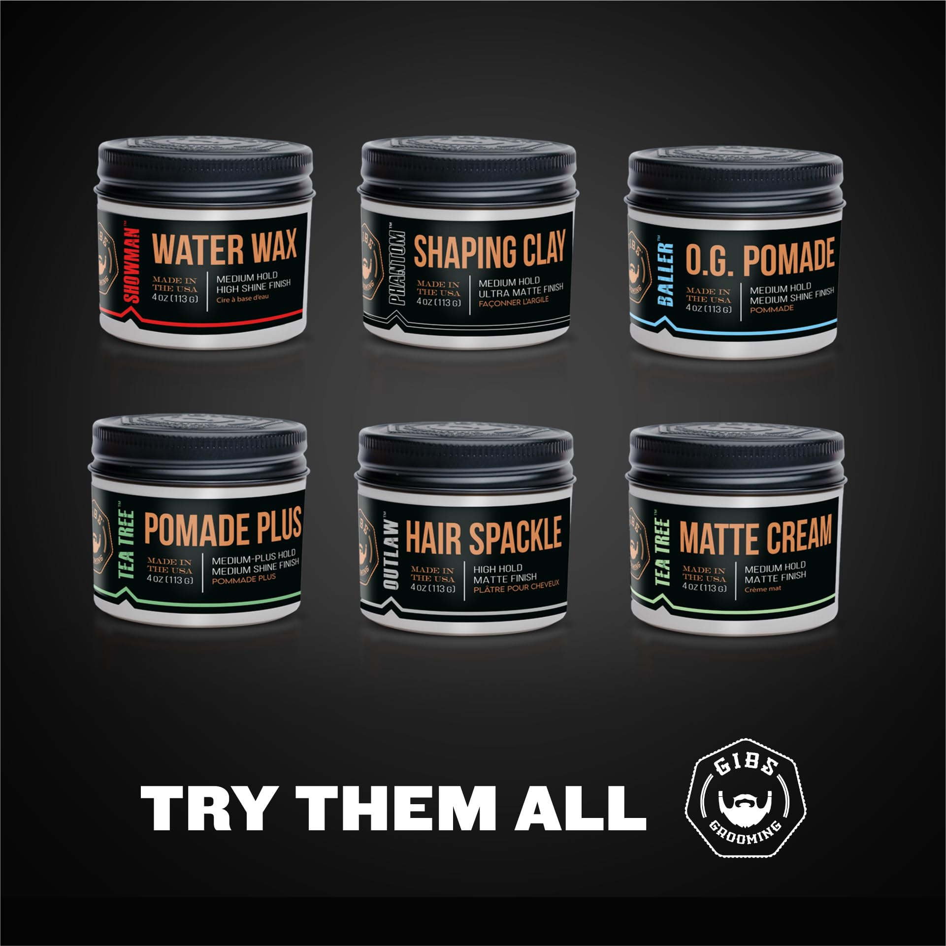 GIBS SHOWMAN Water Wax: etiqueta indica hecho en EEUU y calidad