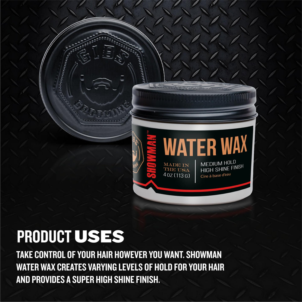 GIBS SHOWMAN Water Wax: textura media para peinado con cuerpo