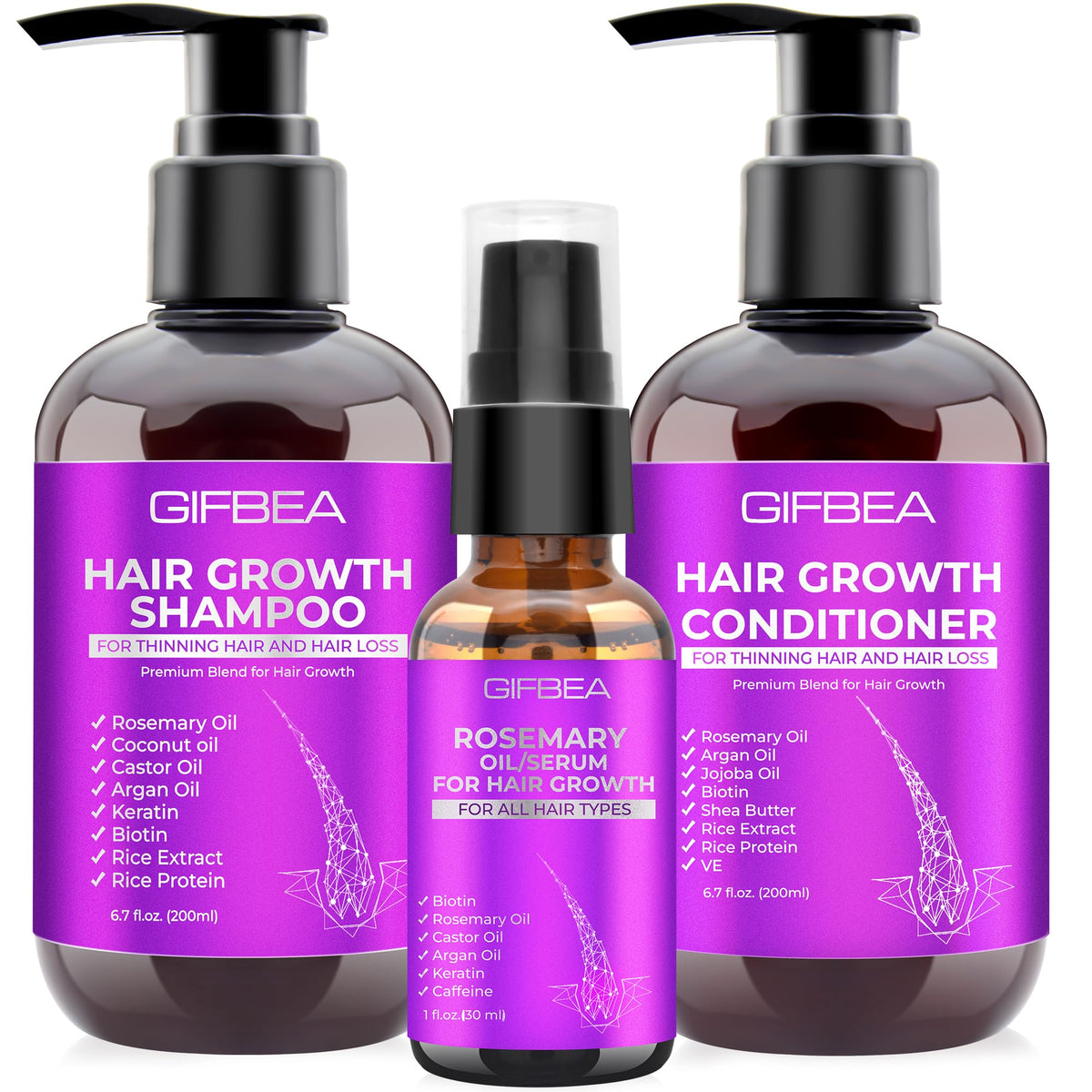 GIFBEA champú crecimiento cabelludo: botella visible y limpieza suave para el cabello.