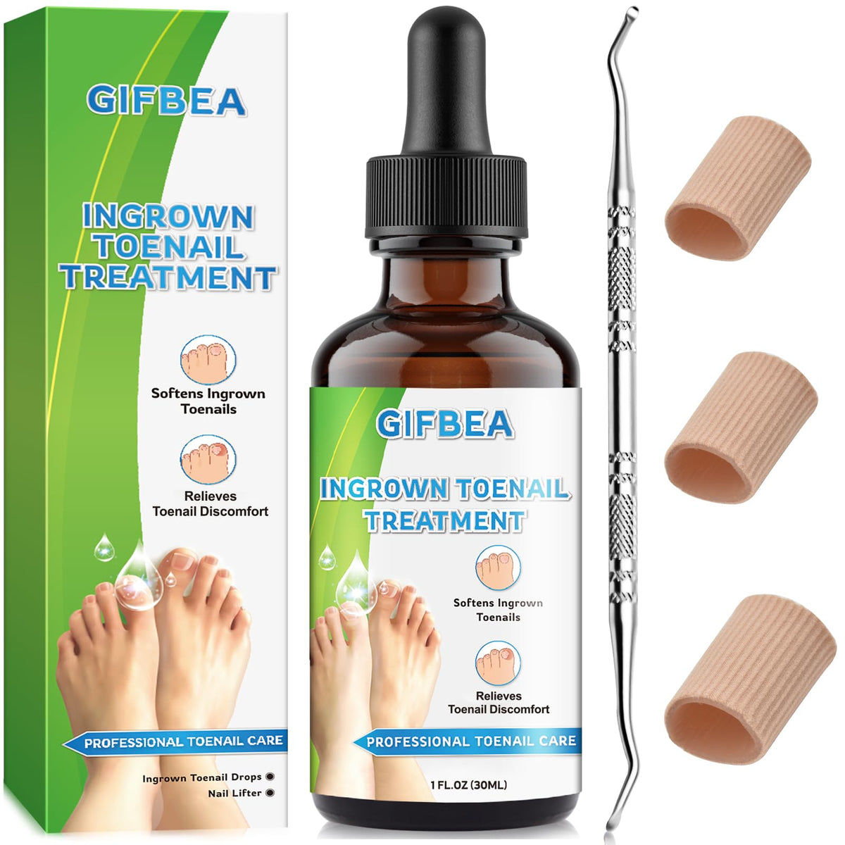 GIFBEA Ingrown Toenail Drops reliever bottle close-up for soothing, easier nail care.
