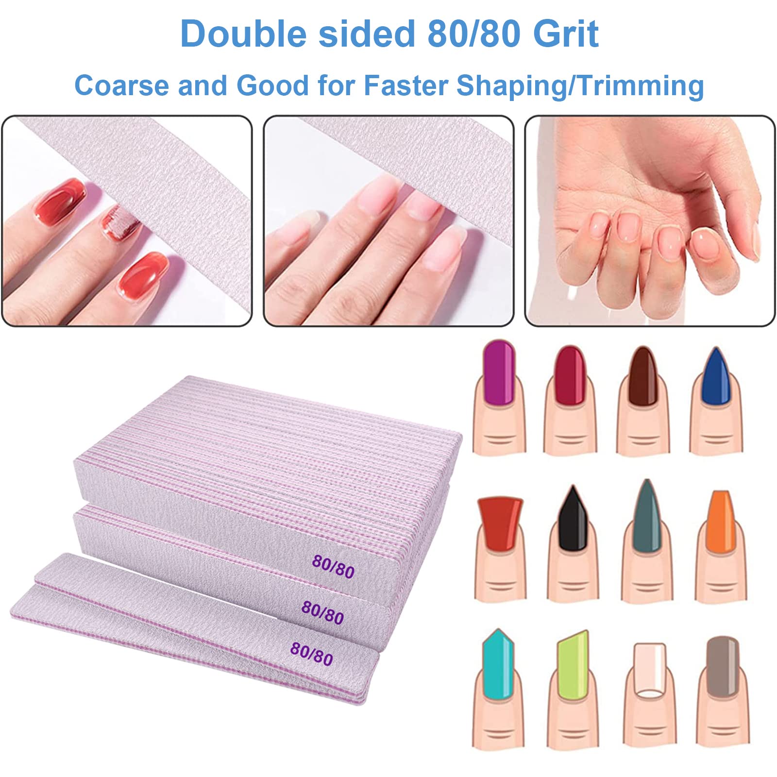 GigaGround 50-pack 80/80 grit emery boards for durable manicure tools