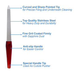 GigaGround stainless steel nail file with sapphire dust for long-lasting use