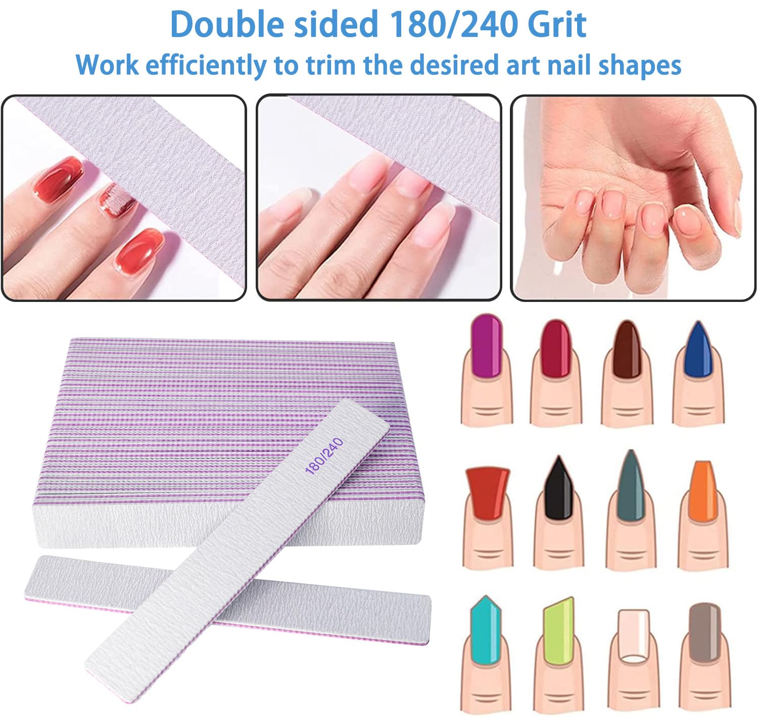 GigaGround double-sided emery boards with 180/240 grit for smoothing acrylics.
