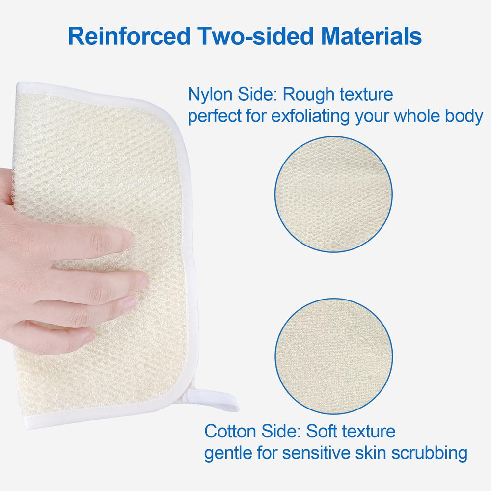 Premium nylon and cotton material provides durable and comfortable exfoliation