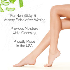 GiGi Wax Off remover foam application shows gentle, mess-free post-wax care.