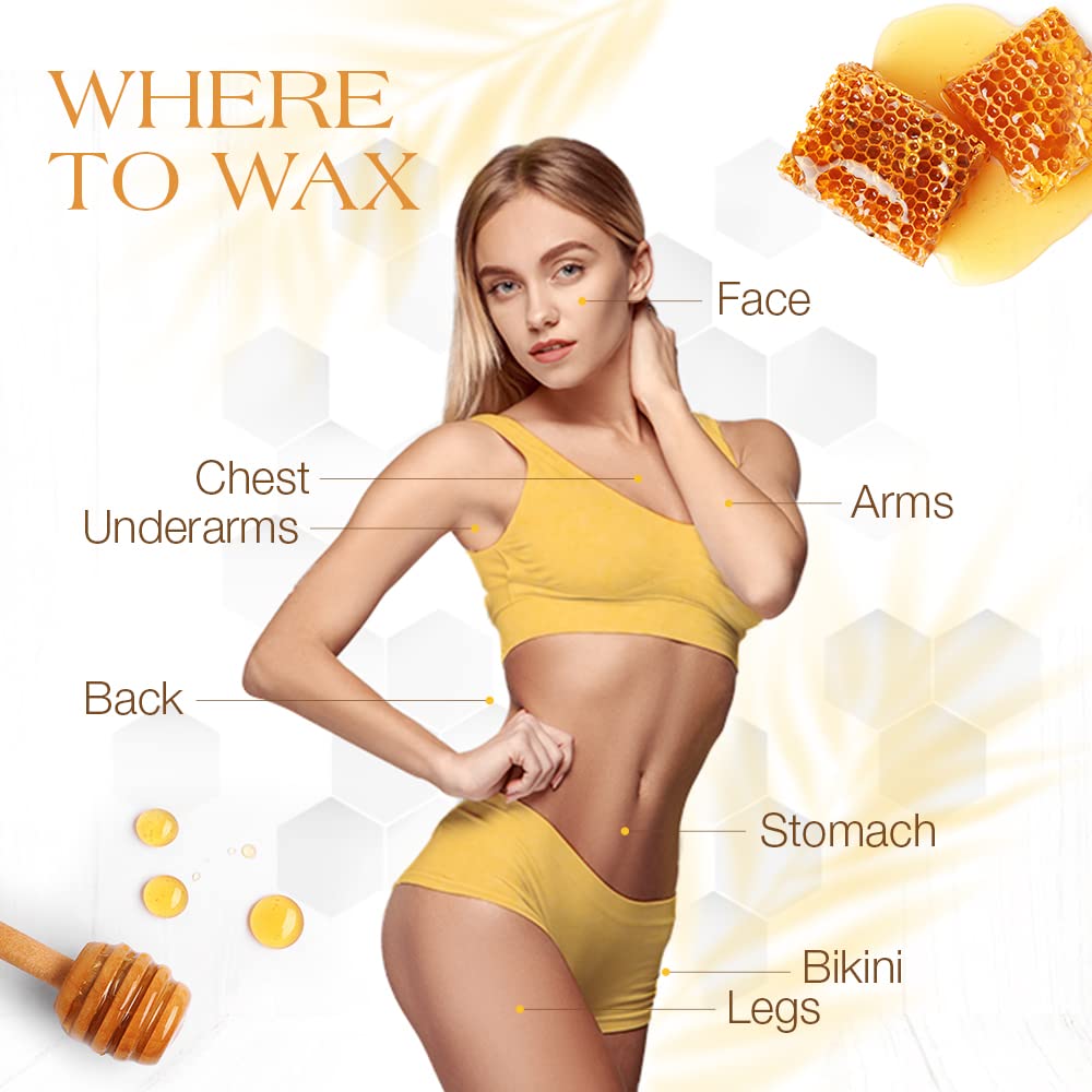 Post-wax skin appears smooth and hydrated by the honey-infused formula.