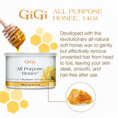 Melted GiGi Honee wax in warmer ready for application.