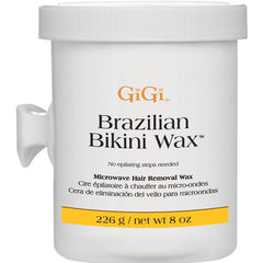 Gigi Brazilian Bikini Wax Microwave Formula tub for at-home spa-quality waxing.