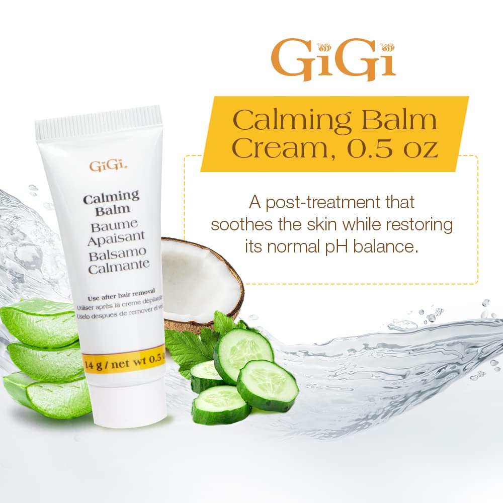 GIGI calming balm packaging, soothing post-treatment skin.