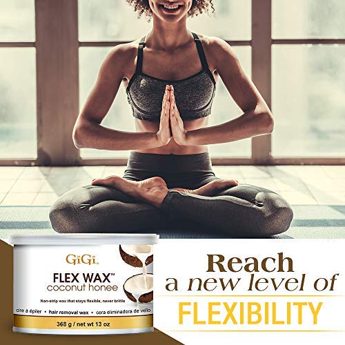 GIGI Coconut Honee Flex Wax face-application demonstrates gentle facial hair removal for delicate skin.