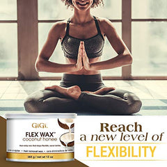 GIGI Coconut Honee Flex Wax face-application demonstrates gentle facial hair removal for delicate skin.