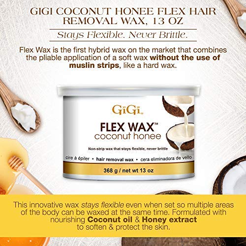 GIGI Coconut Honee Flex Wax product-lid view signals secure storage during DIY waxing.