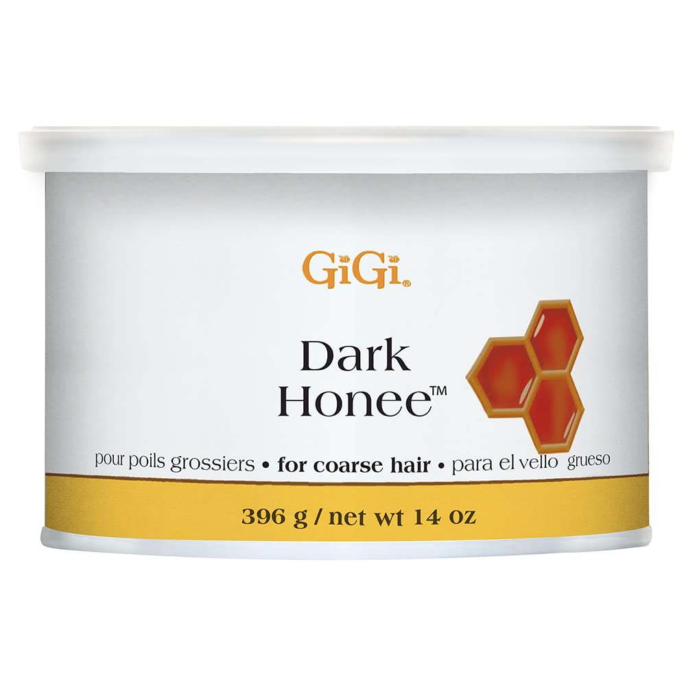 GiGi Dark Honee Soft Wax bottle pour for easy at-home waxing and smooth results.