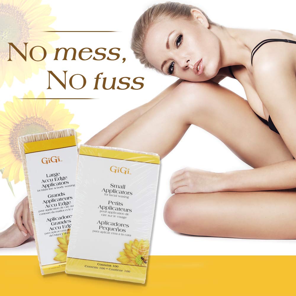 GIGI disposable wooden wax sticks for hygienic waxing at home or salon.