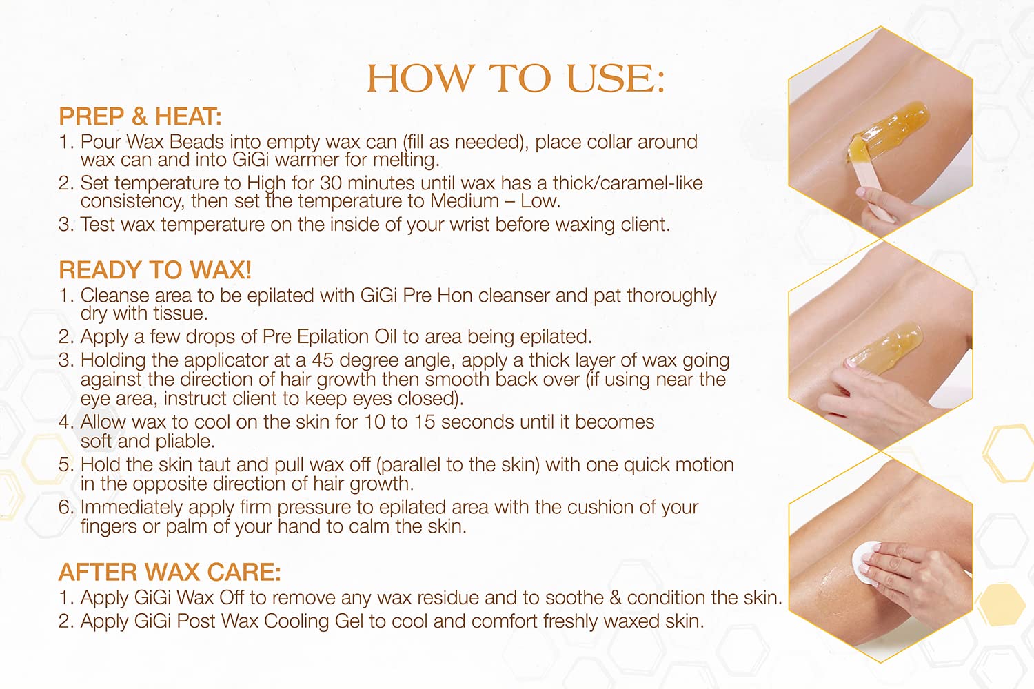 GIGI Golden Honee resealable packaging, travel-friendly wax beads