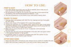 GIGI Golden Honee resealable packaging, travel-friendly wax beads